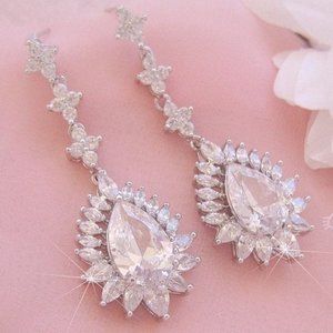 Luxe Statement Earrings Diamond CZ Bridal Nadri Style